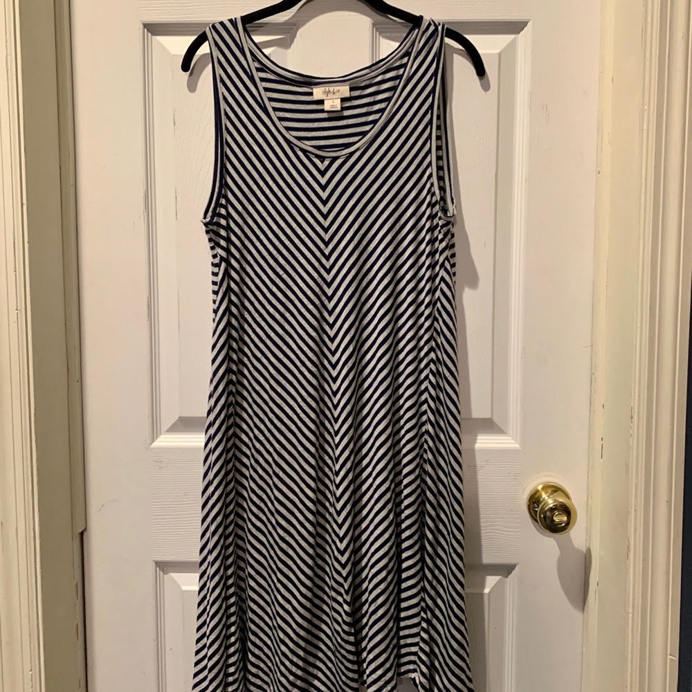 Style & Co Navy/Gray Striped Sleeveless Dress